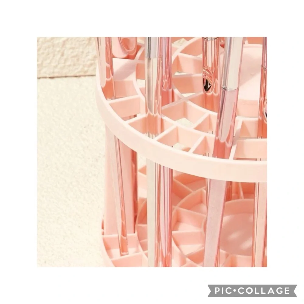 Pink makeup brush storage stand